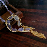 REAL AMETHYST PENDANT AND STRING NECKPIECE