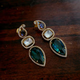 FINEST QUALITY POLKI KUNDAN MULTI COLOR STONE CHOKER WITH EARRINGS