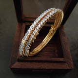 FINEST QUALITY PAIR OF BANGLES WITH CZ STONE (OPENABLE)