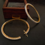 FINEST QUALITY PAIR OF BANGLES WITH CZ STONE (OPENABLE)