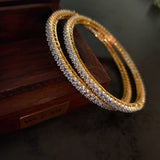 FINEST QUALITY PAIR OF BANGLES WITH CZ STONE (OPENABLE)