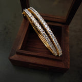 FINEST QUALITY PAIR OF BANGLES WITH CZ STONE (OPENABLE)