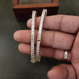 FINEST QUALITY PAIR OF BANGLES WITH CZ STONE (OPENABLE)