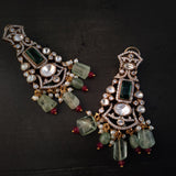 DESIGNER REAL FLUORITE STONE CHOKER WITH EARRINGS