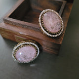ROSE QUARTZ DOUBLET STONE STUDS