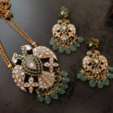 DESIGNER BIRD PENDANT WITH EARRINGS IN FINEST QUALITY AND FLUORITE STONE HANGING