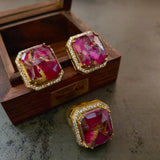 FINEST QUALITY STONE EARRINGS AND RING SET
