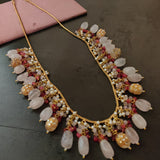 REAL ROSE QUARTZ HANGING DESIGNER NECKLACE