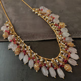 REAL ROSE QUARTZ HANGING DESIGNER NECKLACE