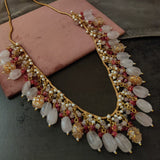 REAL ROSE QUARTZ HANGING DESIGNER NECKLACE