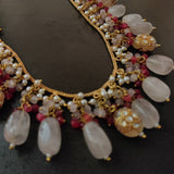 REAL ROSE QUARTZ HANGING DESIGNER NECKLACE