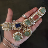 EXCLUSIVE NATURAL STONE KUNDAN CHOKER WITH EARRINGS