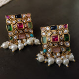 DESIGNER MULTI COLOR KUNDAN CHOKER WITH EARRINGS