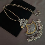 TRIBAL SILVER PLATED DUAL TONE NECKPIECE