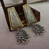 TRIBAL SILVER PLATED EARRINGS IN DUAL TONE