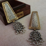 TRIBAL SILVER PLATED EARRINGS IN DUAL TONE