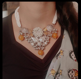 TRIBAL EXCLUSIVE SILVER PLATED CHOKER WITH EARRINGS