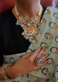 TRIBAL SILVER PLATER NECKLACE IN ANTIQUE FINISH WITH EARRINGS