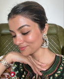 TRIBAL SILVER PLATED DUAL TONE BIRD EARRINGS