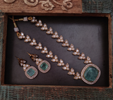 DESIGNER DOUBLET STONE NECKLACE WITH EARRINGS