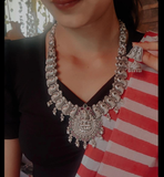 TRIBAL SILVER PLATED NECKLACE WITH EARRINGS