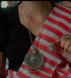 TRIBAL SILVER PLATED NECKLACE WITH EARRINGS