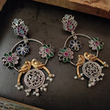 TRIBAL SILVER PLATED MULTI COLOR EXCLUSIVE EARRINGS