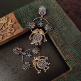 TRIBAL SILVER PLATED MULTI COLOR EXCLUSIVE EARRINGS