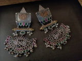 DESIGNER TRIBAL REAL SILVER PLATED EARRINGS