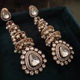 STATEMENT POLKI KUNDAN EARRINGS WITH PEARL HANGINGS