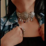 TRIBAL SILVER PLATED CHOKER