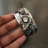 EXCLUSIVE TRIBAL SILVER PLATED DESIGNER ADJUSTABLE BANGLE