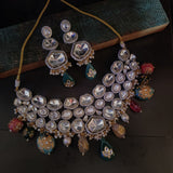 EXCLUSIVE FINEST QUALITY POLKI KUNDAN CHOKER WITH EARRINGS