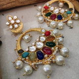 DESIGNER NAVRATNA STATEMENT EARRINGS