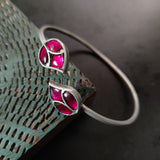 TRIBAL SILVER PLATED ADJUSTABLE SLEEK BANGLE