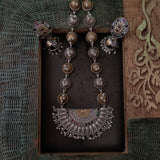 TRIBAL SILVER PLATED NECKLACE WITH EARRINGS