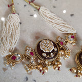 DESIGNER POLKI KUNDAN CHOKER WITH EARRINGS