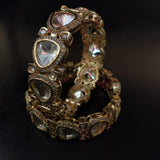 FINEST QUALITY REAL GOLD PLATED POLKI KUNDAN BANGLES