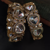 FINEST QUALITY REAL GOLD PLATED POLKI KUNDAN BANGLES