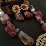 WEAR ME EXCLUSIVE RAW CITRINE STONE NECKPIECE WITH EARRINGS