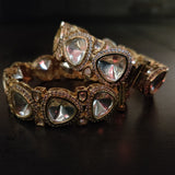 FINEST QUALITY REAL GOLD PLATED POLKI KUNDAN BANGLES