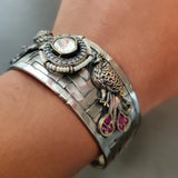 EXCLUSIVE TRIBAL SILVER PLATED DESIGNER ADJUSTABLE BANGLE