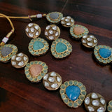 EXCLUSIVE FINEST QUALITY MULTICOLOR STONE NECKLACE WITH EARRINGS