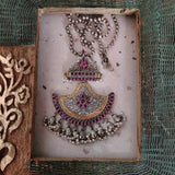 SILVER PLATED TRIBAL NECKLACE IN ANTIQUE FINISH