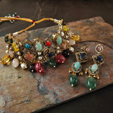 EXCLUSIVE NATURAL STONE CHOKER WITH EARRINGS