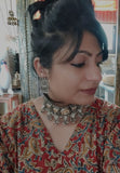 EXCLUSIVE TRIBAL SILVER PLATED POLKI KUNDAN NECKLACE WITH EARRINGS