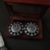 TRIBAL REAL SILVER PLATED NECKLACE WITH EARRINGS IN ANTIQUE FINISH