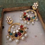 DESIGNER NAVRATNA STATEMENT EARRINGS