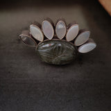 REAL LABRADORITE AND MOTHER OF PEARL RING