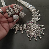 TRIBAL SILVER PLATED NECKLACE WITH EARRINGS